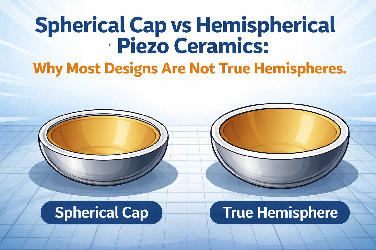 Spherical Cap أم Hemispherical؟ ولماذا معظم التصاميم ليست نصف كروية حقيقية | Yujie Piezo
